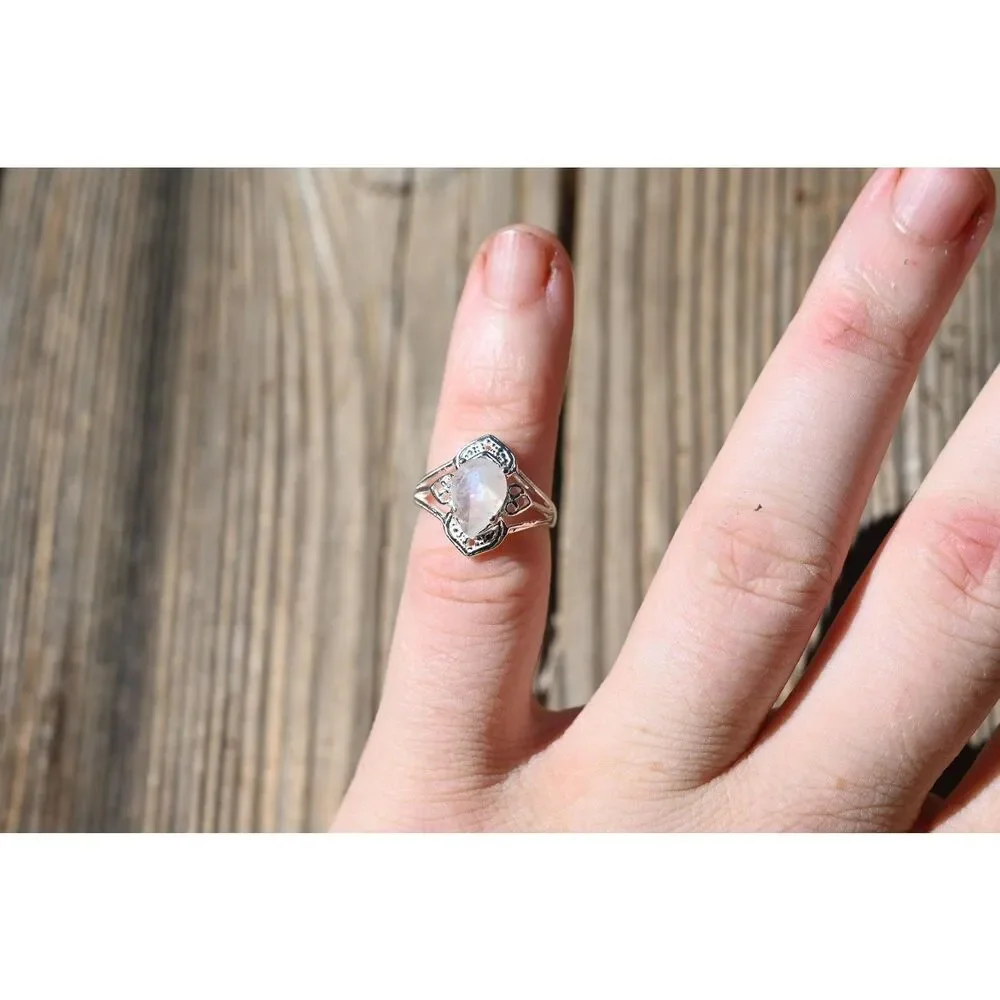 Engagement ring Moonstone sterling silver ring American made